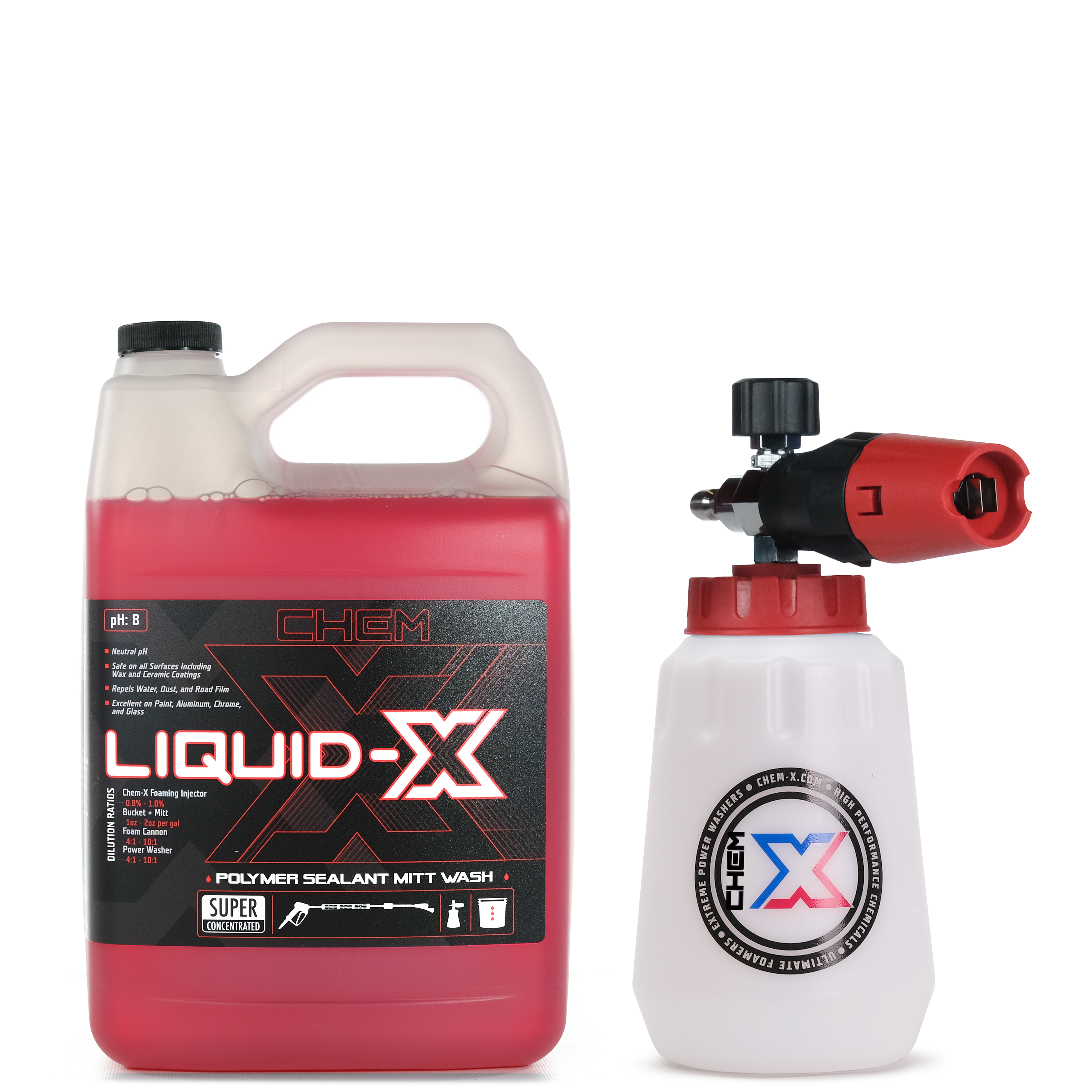 Liquid-X: Vehicle Mitt Wash+Sealant Chrome Foam Cannon Kit - Chem-X