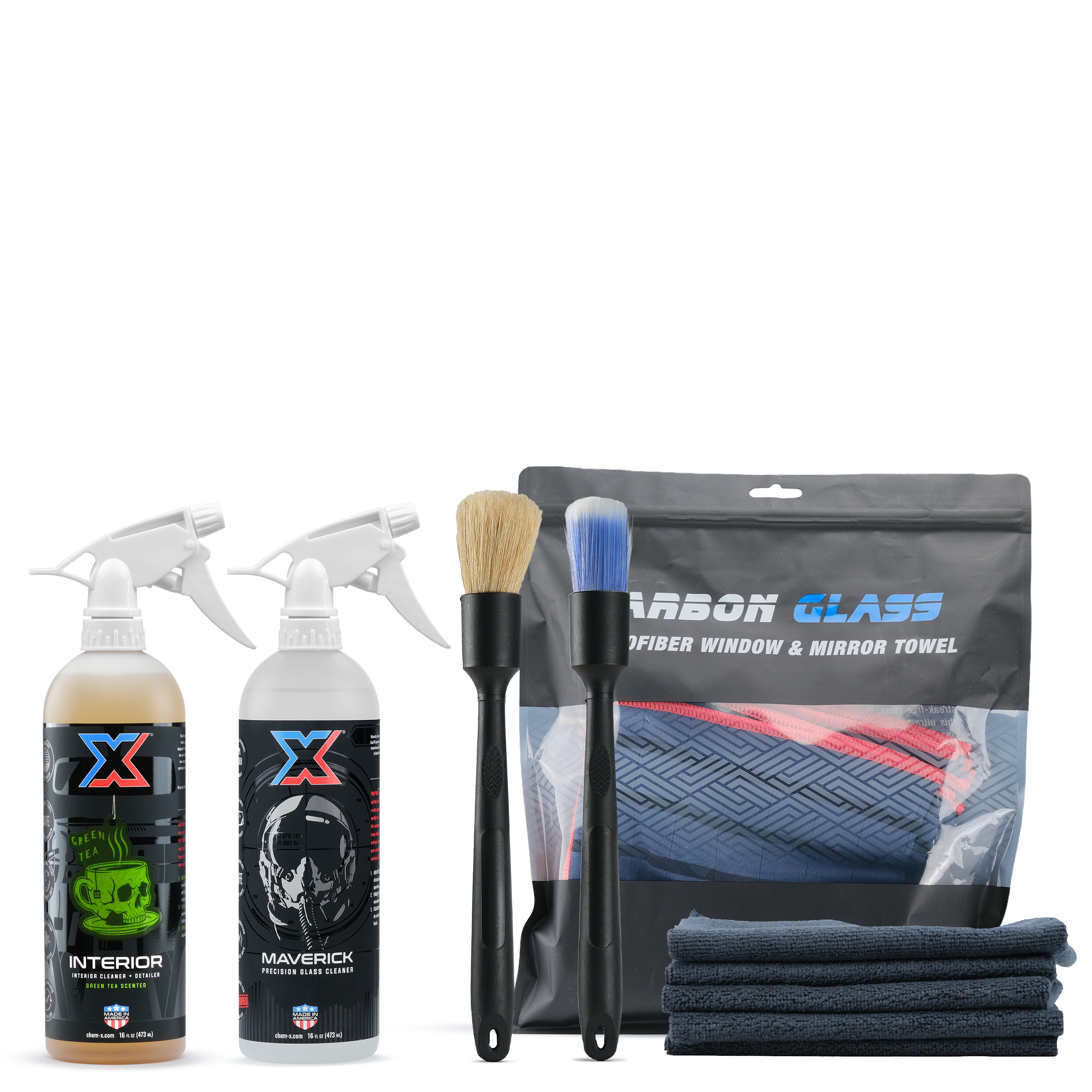 Interior + Glass Cleaning Kit: Green tea Scent