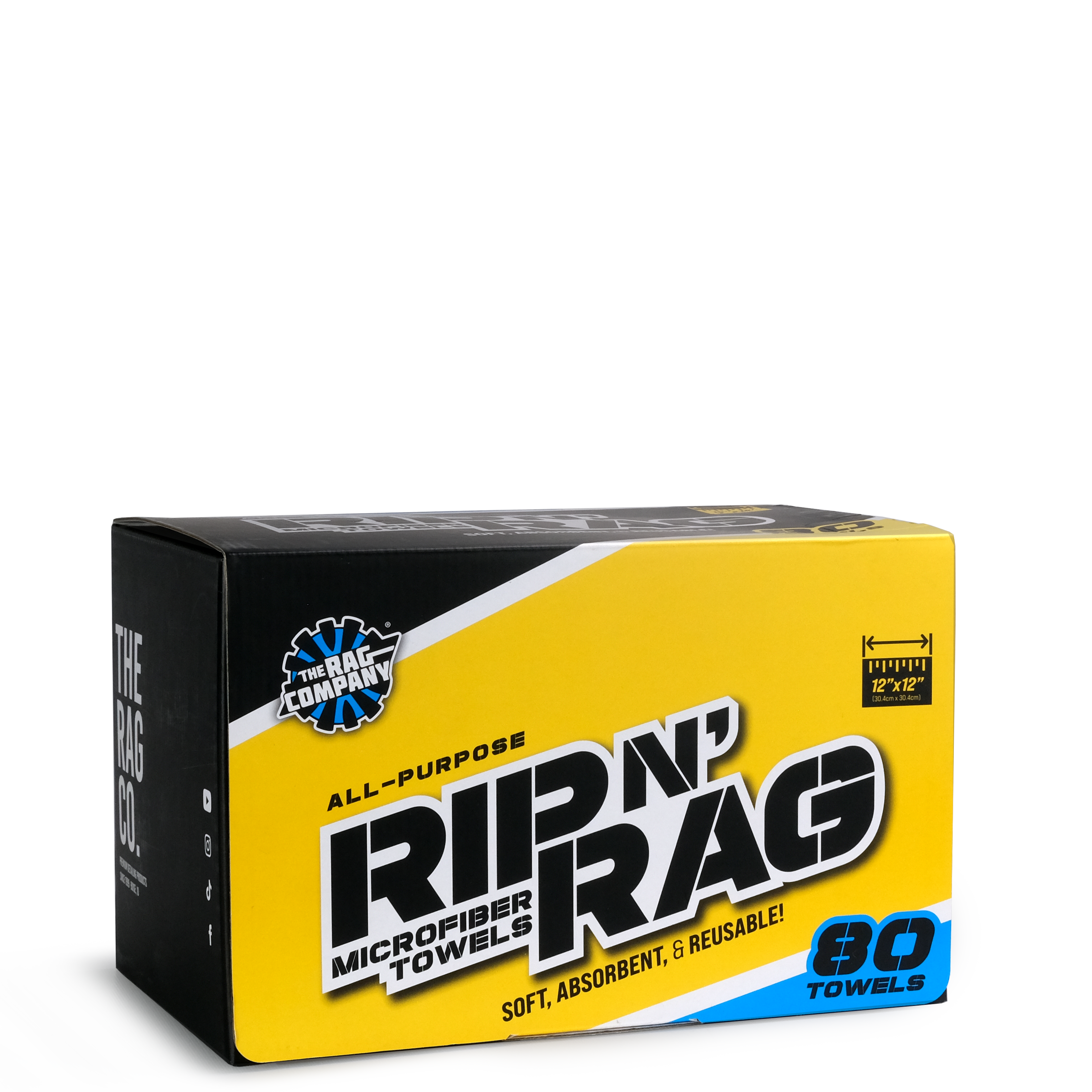 The Rag Company Rip N' Rag Multi-Purpose Microfiber Towels (80 Count, 12IN. X 12IN.) - Chem-X