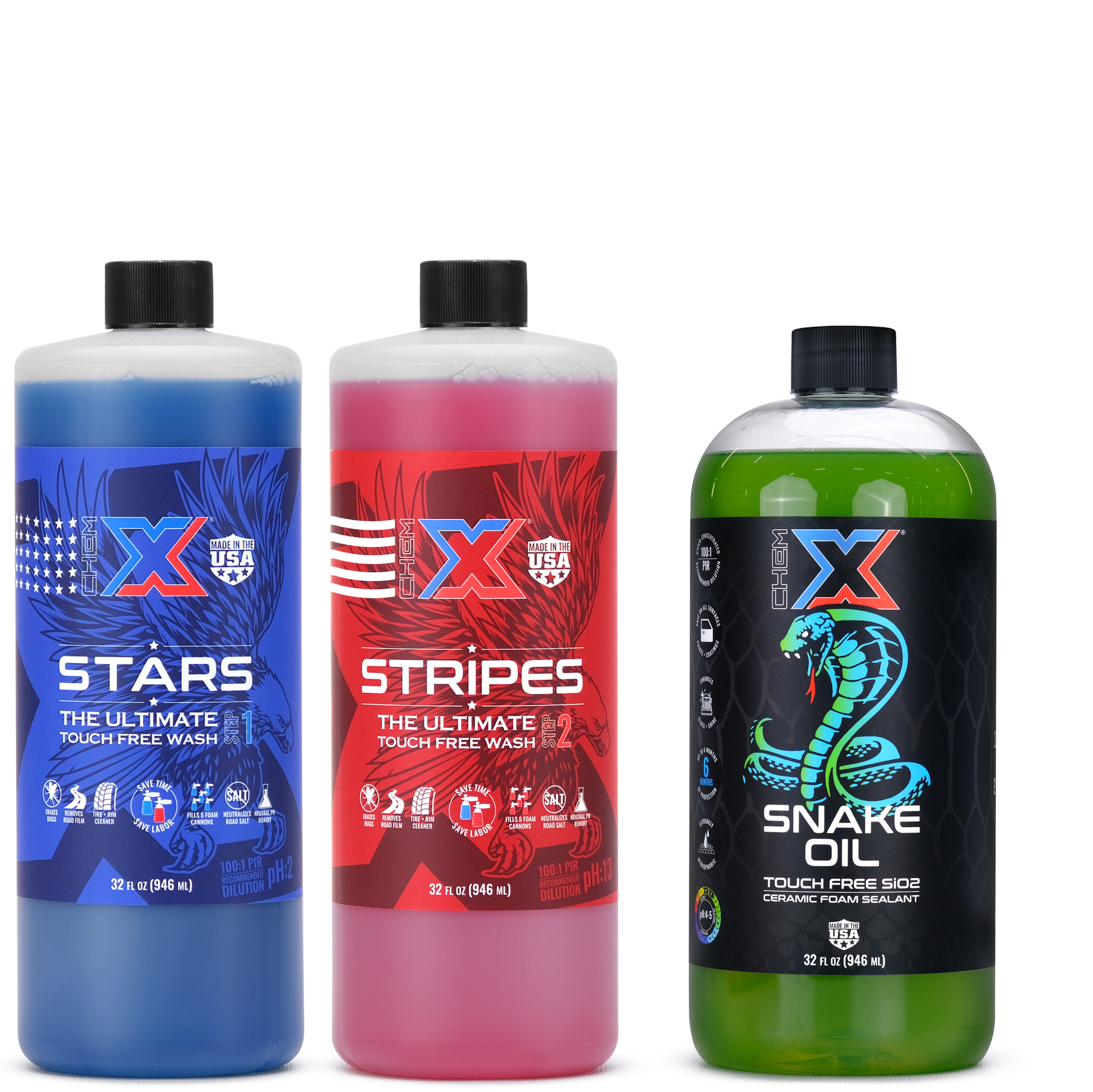 Touch-Free Clean + Seal Bundle (32 oz Stars + 32 oz Stripes) - Chem-X