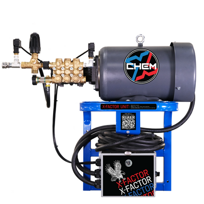 X Factor Complete Wash Bay System: Wall Mounted 220v Electric - Freedom Foamer Touch Free Kit 3.5GPM @3,000PSI - Chem-X