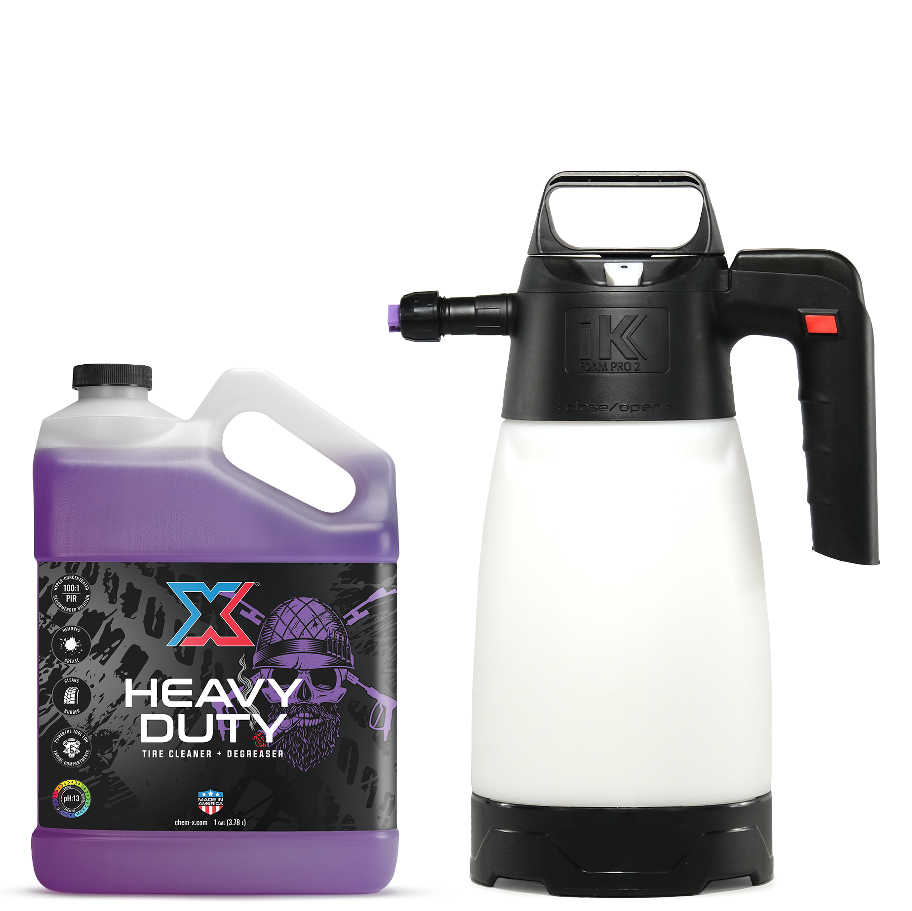Foam-On Tire Cleaner + Degreaser Kit: Heavy Duty + iK E-Foam Pro 2