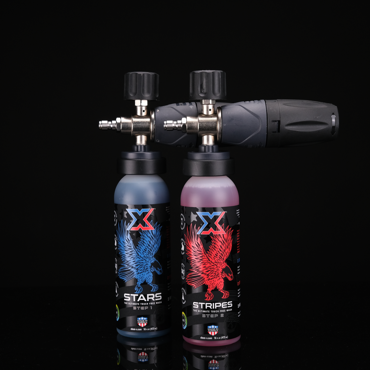 Two Step Foam + Clean Kit: Stars + Stripes with Two Freedom Foam Cannons