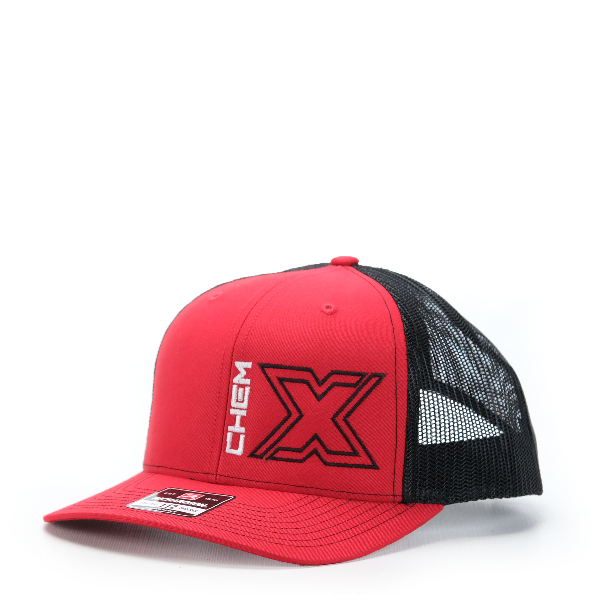 Chem-X Trucker Hat: Richardson 112 Red / Black