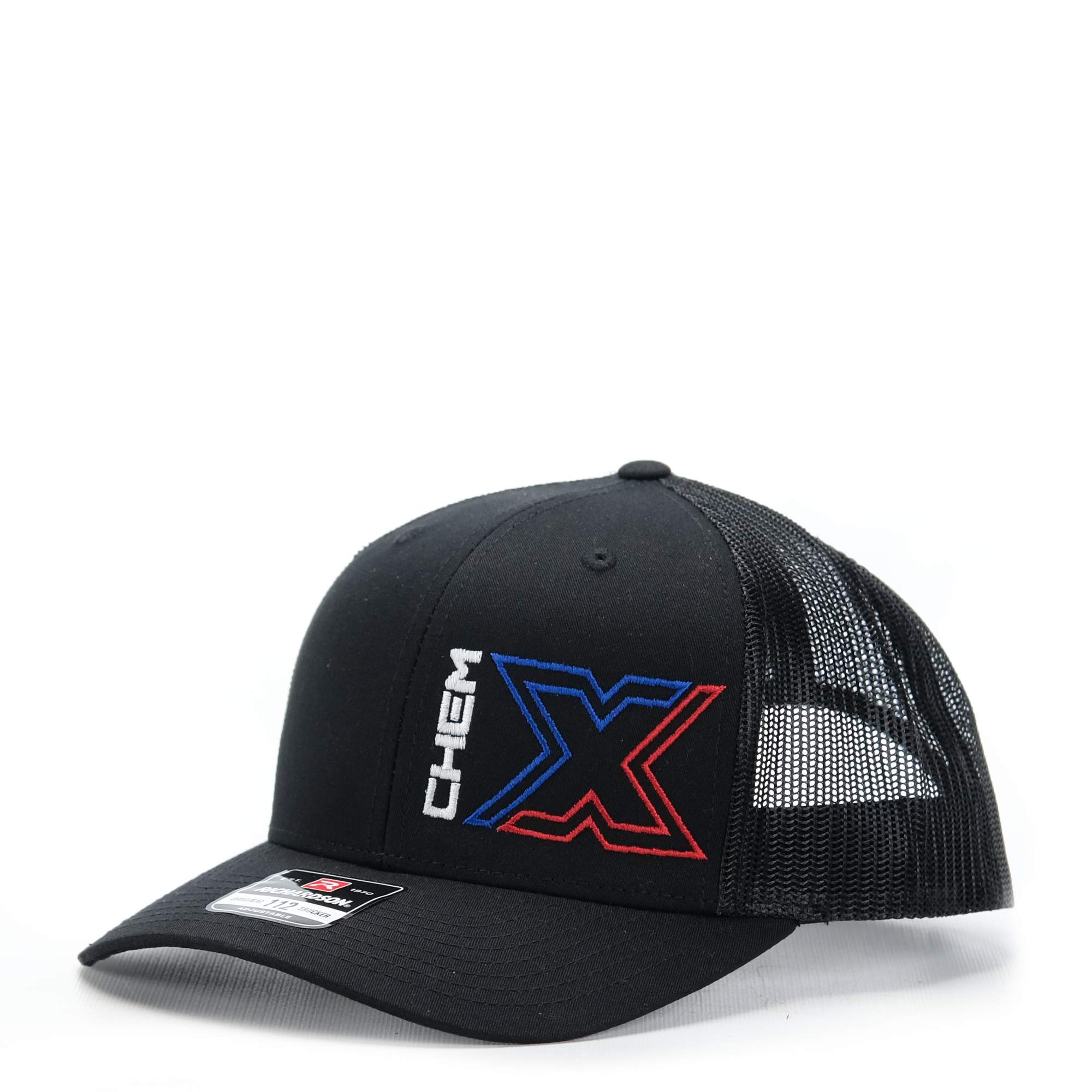 Chem-X Trucker Hat: Richardson 112 Black / Black