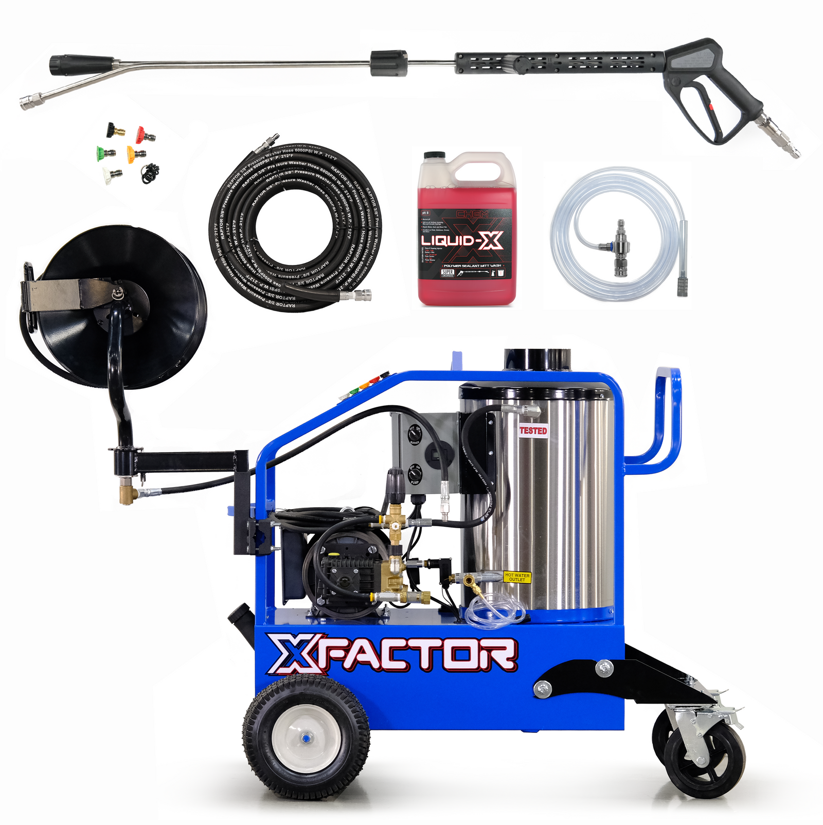 X Factor Complete Wash Bay System: Hot Water Portable 220v Electric - Big Easy Foaming Kit - Chem-X