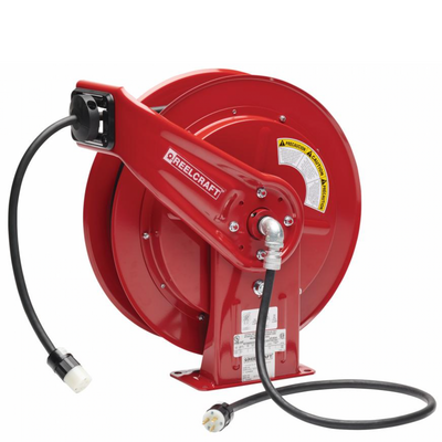 Reelcraft Electric Cord Reel With Cord (L 70075 123 3A – 12/3 75 ft. Heavy Duty Single Receptacle Power Cord Reel) - Chem-X